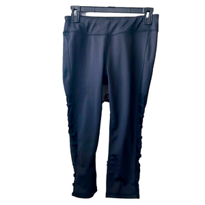 marc new york black capri leggings with mesh sides